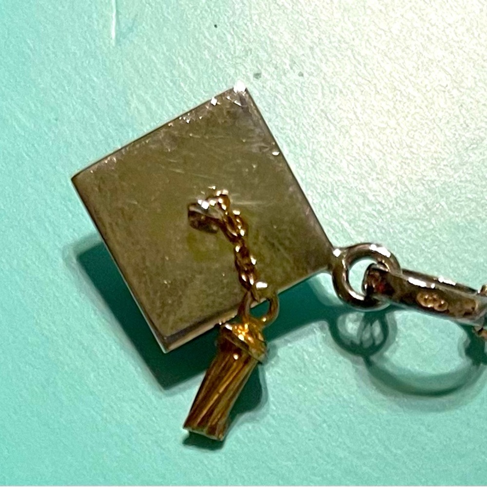 Vintage 925 Links of London Graduation Cap Charm with 18kt gold vermeil tassel